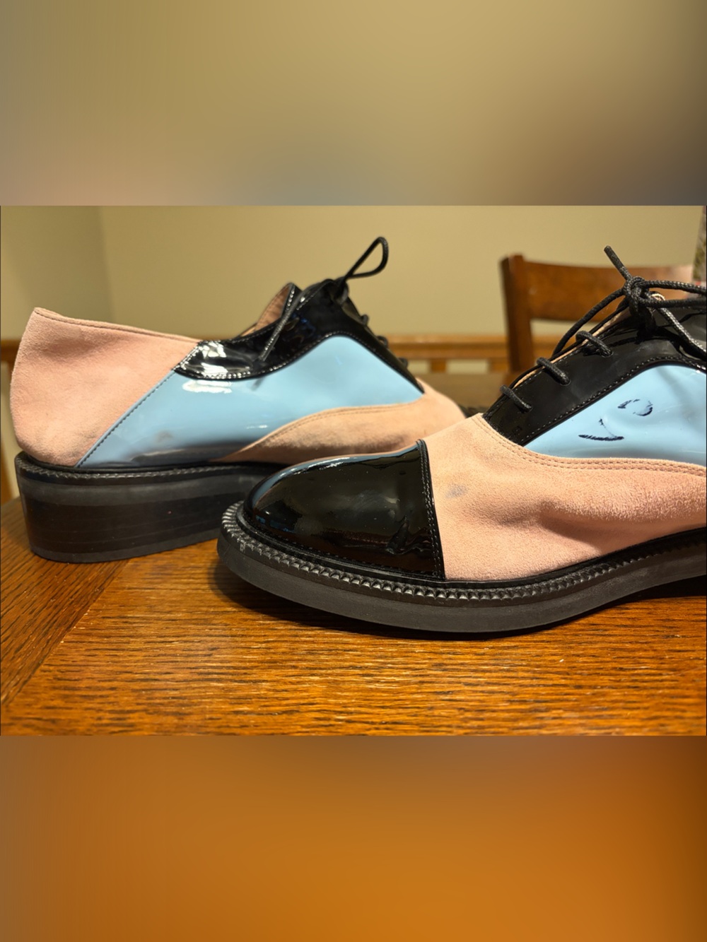 Women’s/Men’s? Two-Tone Derby Oxford in Pink, Blue & Black size 42 - Picture 4 of 5